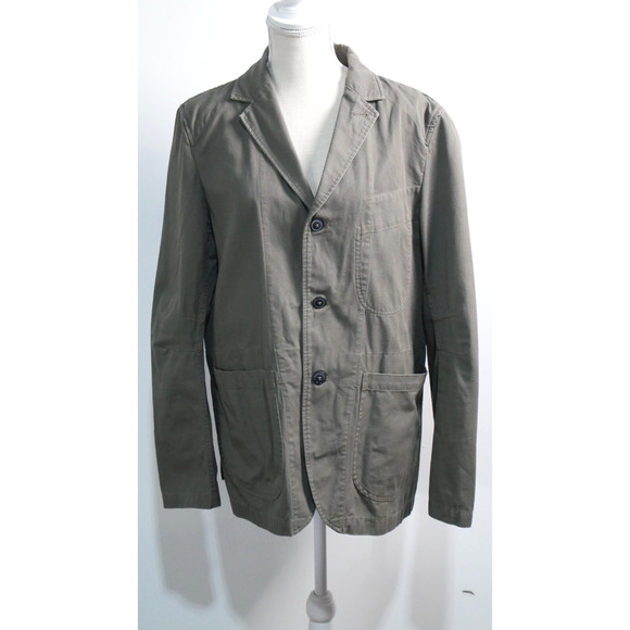 Baldwin Denim James Utility Blazer Mens Large in Taupe Gray Minimalist Workwear - Picture 1 of 8